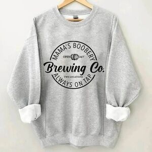 Mama's Boobery Brewing Co. Gray Nursing Crewneck Sweatshirt